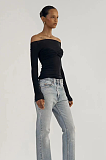 Mesh Off-shoulder Top in Black