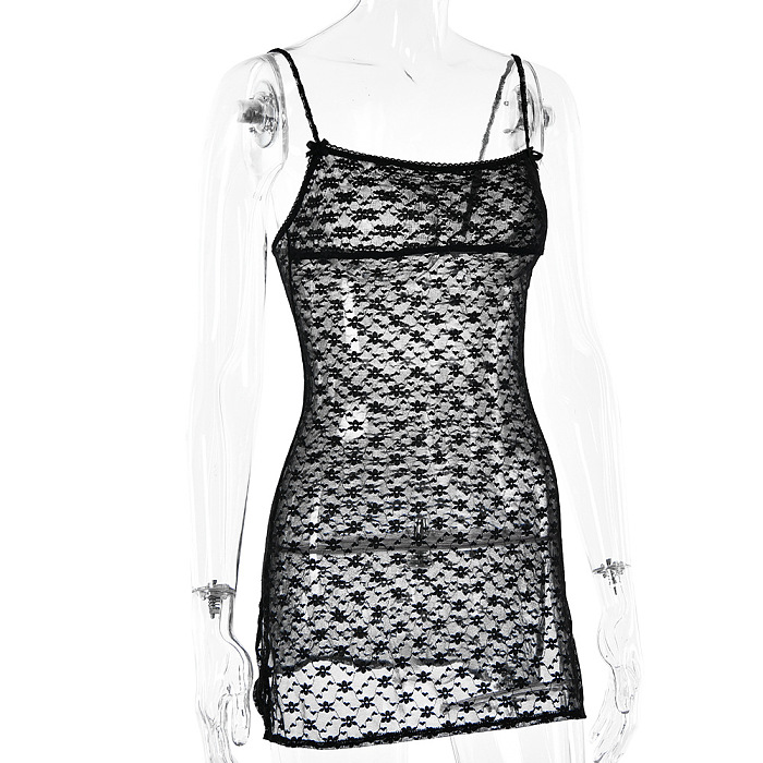 Black Lace Backless Mini Dress