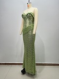 Mini Sequins Strapless Croset Gown