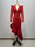 Embellishments Plunging Neck Gown
