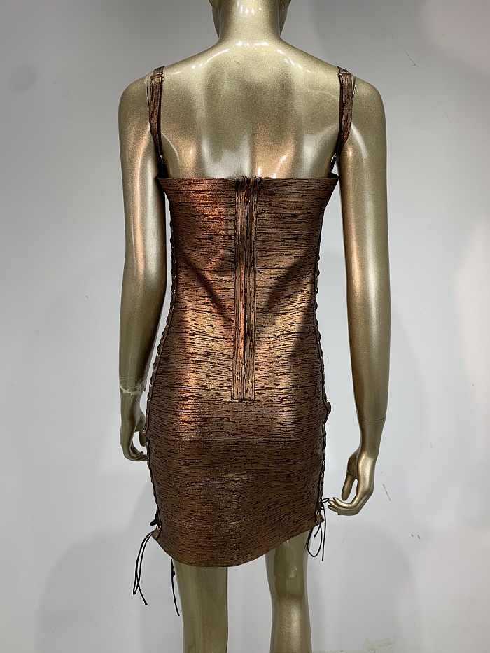 Metallic Bandage Mini Dress