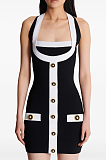 Two-tone Halterneck Dress