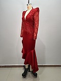 Embellishments Plunging Neck Gown
