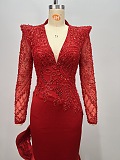 Embellishments Plunging Neck Gown