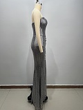 Silver Strapless Sequin Mermaid Prom Dress