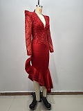 Embellishments Plunging Neck Gown