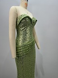 Mini Sequins Strapless Croset Gown