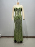 Mini Sequins Strapless Croset Gown
