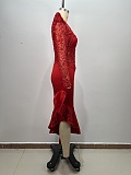 Embellishments Plunging Neck Gown