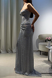 Silver Strapless Sequin Mermaid Prom Dress