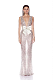 V Neck Bow Sequin Maxi Dress In White
