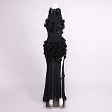 Flower  Maxi Dress In Black