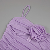 Waza Halter Cut Out Ruched Mesh Midi Dress