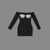 Crystal-bustier Off-shoulder  Mini Dress