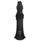 Flower  Maxi Dress In Black