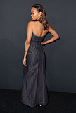 Sequin Halter Backless Maxi Dress