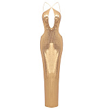 Sequin Halter Backless Maxi Dress