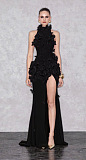 Flower  Maxi Dress In Black