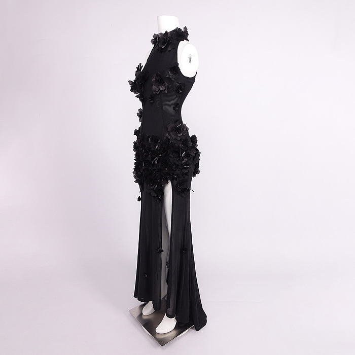 Flower  Maxi Dress In Black