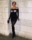 Crystal-bustier Off-shoulder  Mini Dress