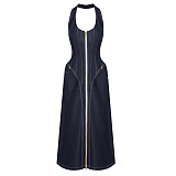 Sequin Halter Backless Maxi Dress