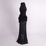 Flower  Maxi Dress In Black