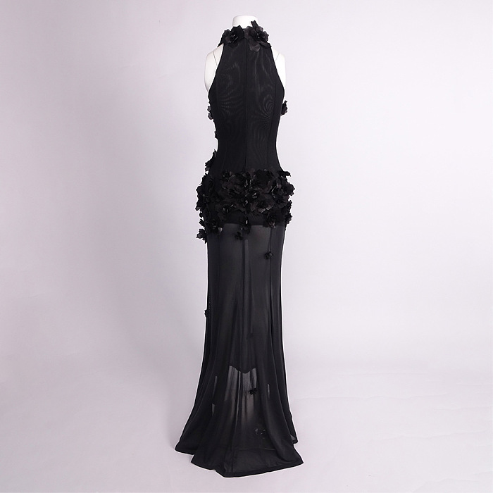 Flower  Maxi Dress In Black