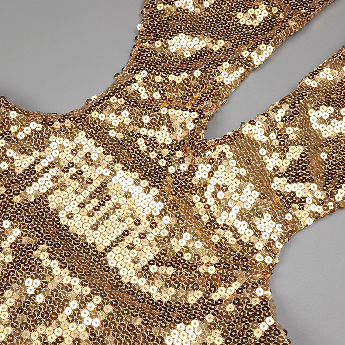 Sequin Halter Backless Maxi Dress