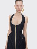 Sequin Halter Backless Maxi Dress