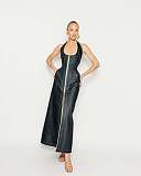 Sequin Halter Backless Maxi Dress