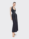 Sequin Halter Backless Maxi Dress