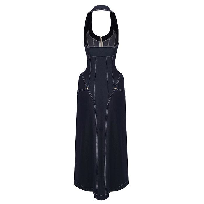 Sequin Halter Backless Maxi Dress
