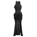 Flower  Maxi Dress In Black