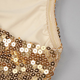 Sequin Halter Backless Maxi Dress