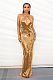 Sequin Halter Backless Maxi Dress