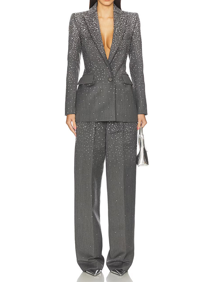 Crystal Embellished Fitted Blazer