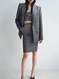 Crystal Embellished Fitted Blazer