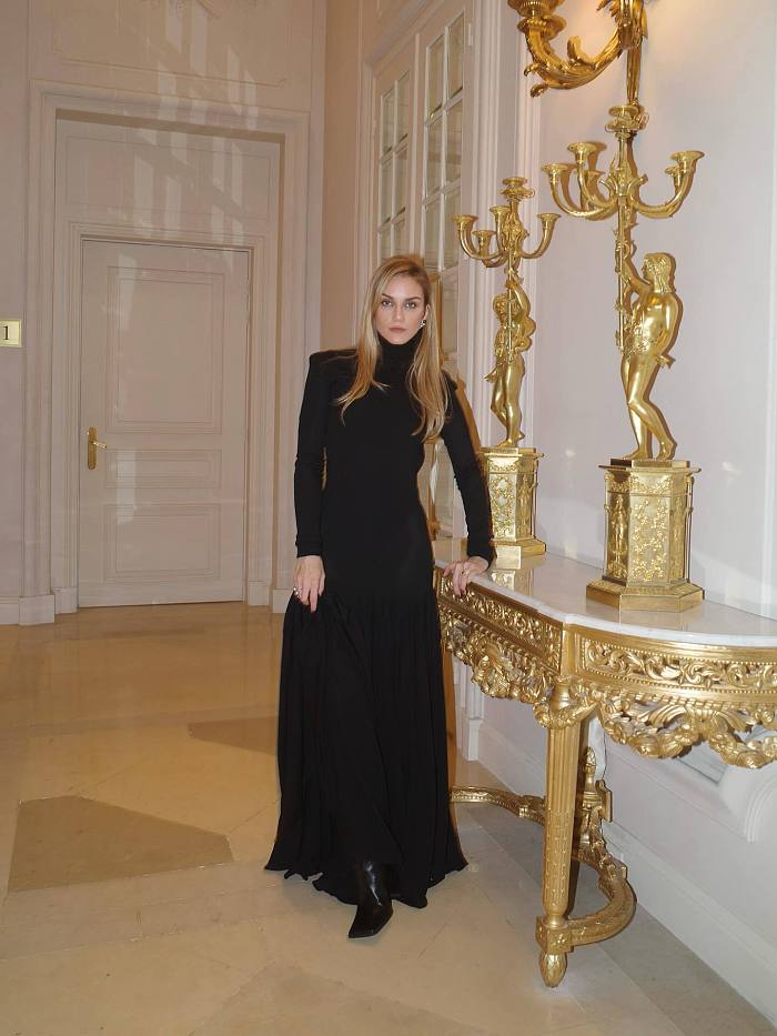 Women's Iconography Funnel Neck Fit & Flare Maxi Dress