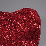 Floral One Shoulder Sequin  Dress