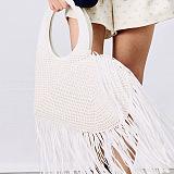 Fringed Woven Mesh Beach  Handbag