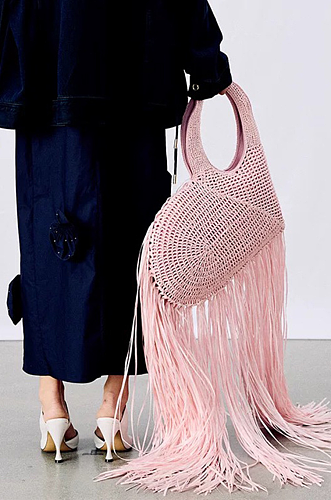 Fringed Woven Mesh Beach  Handbag