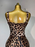 Leopard Print Sweetheart Neck Bodycon Maxi Dress