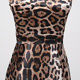 Leopard Print Sweetheart Neck Bodycon Maxi Dress