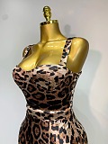 Leopard Print Sweetheart Neck Bodycon Maxi Dress