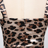 Leopard Print Sweetheart Neck Bodycon Maxi Dress