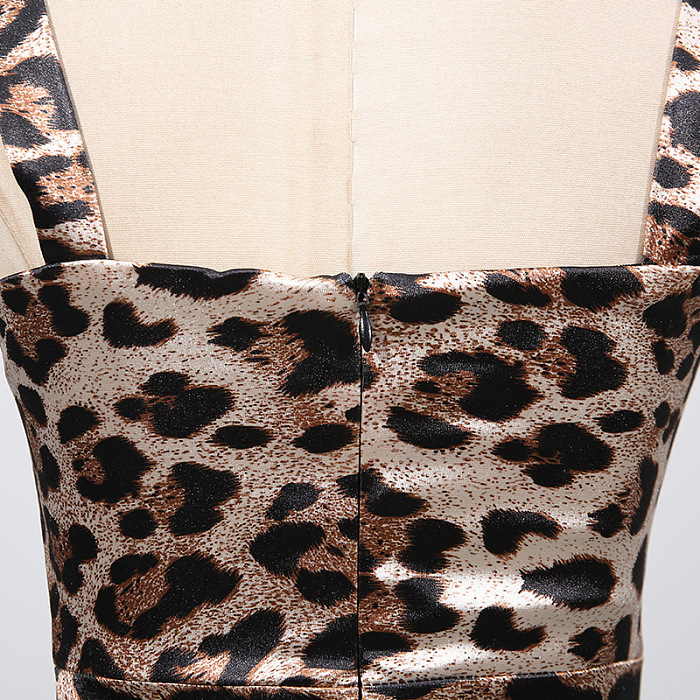 Leopard Print Sweetheart Neck Bodycon Maxi Dress