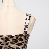 Leopard Print Sweetheart Neck Bodycon Maxi Dress