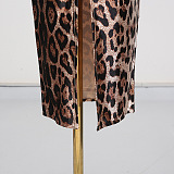 Leopard Print Sweetheart Neck Bodycon Maxi Dress