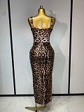 Leopard Print Sweetheart Neck Bodycon Maxi Dress