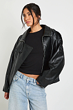 Cropped Cargo Leather Jacket